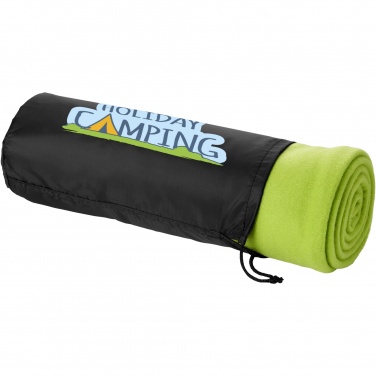 Logo trade promotional product photo of: Huggy fleece plaid blanket with carry pouch